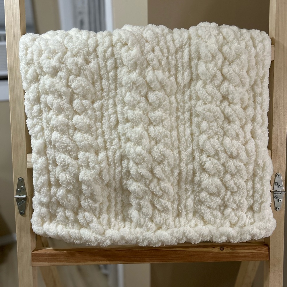 Cozy Cream Hand-Knit Baby Blanket